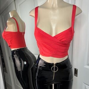 Red Women's Crop Top Bebe Small
